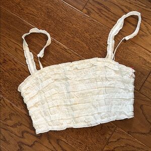Women's White Ruffle Cropped Cami Top NWOT